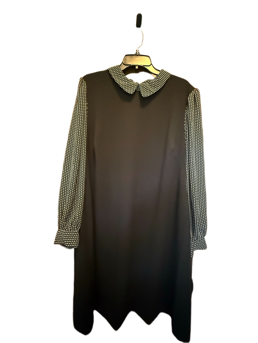 Ladies Tommy Hilfiger Black Long-Sleeve Dress with Polka Dot Collar and Sleeves
